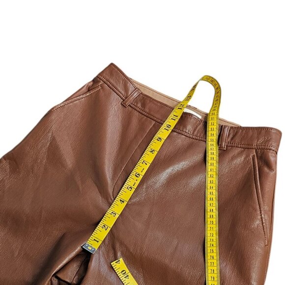 Aritzia Babaton Agency Pants, High Waist, Vegan Leather, Straight Leg, Cognac, 8 - Picture 4 of 11